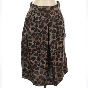 Rebecca Taylor Silk Leopard Print Knee Length  A-Line Skirt
